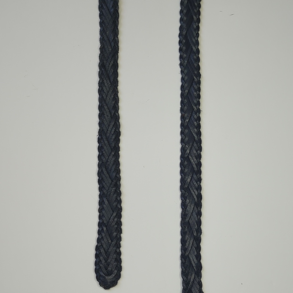 Honors 90's Vintage Classic Braided Genuine Split Cowhide Leather Belt Navy L - Picture 3 of 8